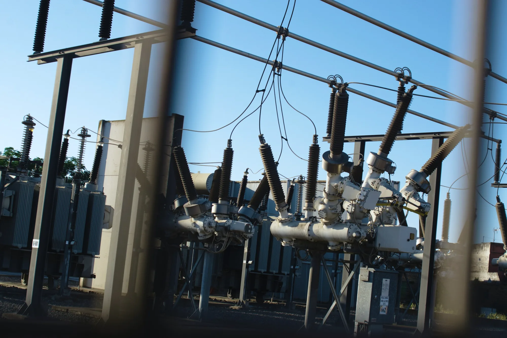 Electrical substation with transformers and power lines