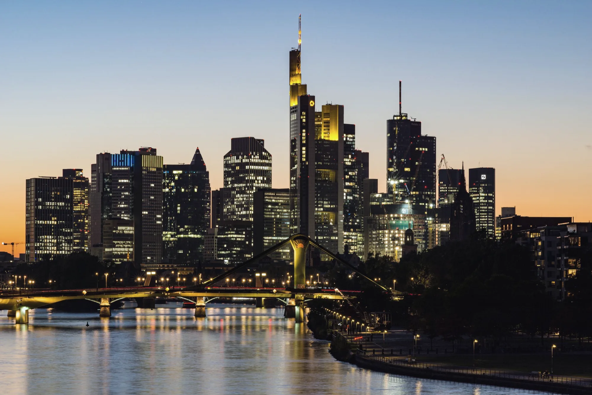 City office towers at blue hour